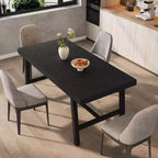 Tavolo da pranzo industriale con struttura in metallo, 160 cm di lunghezza, per 6 persone, nero