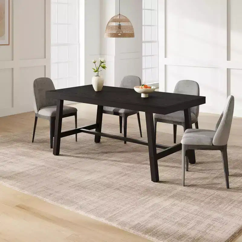 Tavolo da pranzo industriale con struttura in metallo, 160 cm di lunghezza, per 6 persone, nero