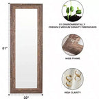 Specchio rustico a figura intera da 61"x22" con cornice in alluminio da parete o da appoggio