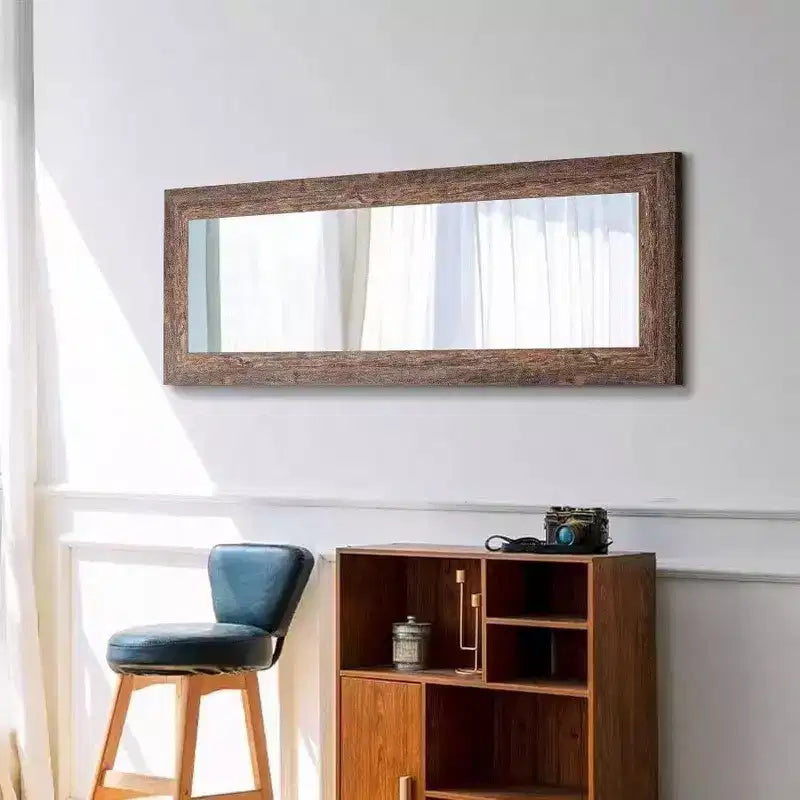 Specchio rustico a figura intera da 61"x22" con cornice in alluminio da parete o da appoggio