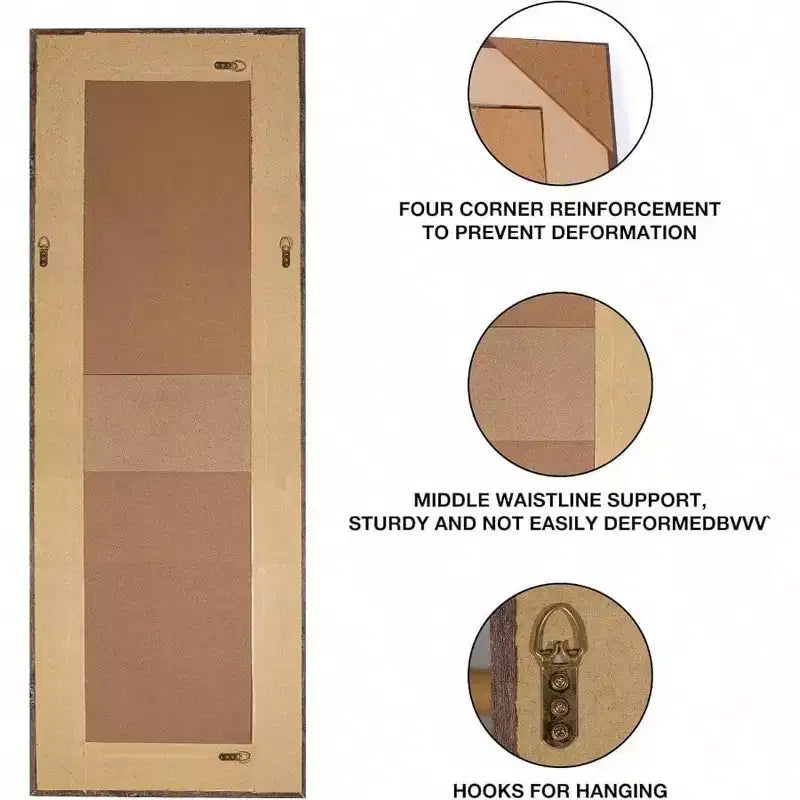 Specchio rustico a figura intera da 61"x22" con cornice in alluminio da parete o da appoggio