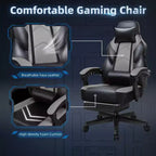 Sedia da Gaming per Adulti con Poggiapiedi Schienale Alto Supporto Lombare Massaggiante Girevole a 360° Regolabile