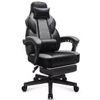 Sedia da Gaming per Adulti con Poggiapiedi Schienale Alto Supporto Lombare Massaggiante Girevole a 360° Regolabile