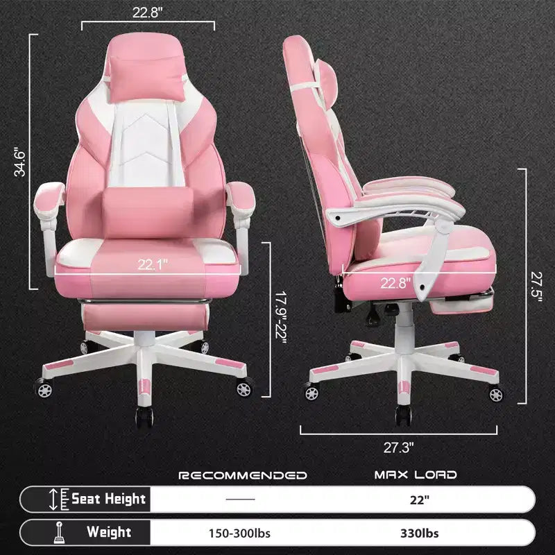 Sedia da Gaming per Adulti con Poggiapiedi Schienale Alto Supporto Lombare Massaggiante Girevole a 360° Regolabile