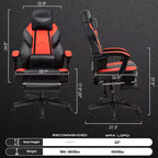 Sedia da Gaming per Adulti con Poggiapiedi Schienale Alto Supporto Lombare Massaggiante Girevole a 360° Regolabile