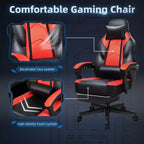 Sedia da Gaming per Adulti con Poggiapiedi Schienale Alto Supporto Lombare Massaggiante Girevole a 360° Regolabile