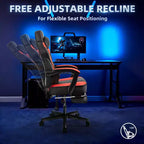Sedia da Gaming per Adulti con Poggiapiedi Schienale Alto Supporto Lombare Massaggiante Girevole a 360° Regolabile