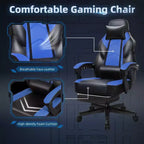 Sedia da Gaming per Adulti con Poggiapiedi Schienale Alto Supporto Lombare Massaggiante Girevole a 360° Regolabile