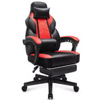 Sedia da Gaming per Adulti con Poggiapiedi Schienale Alto Supporto Lombare Massaggiante Girevole a 360° Regolabile