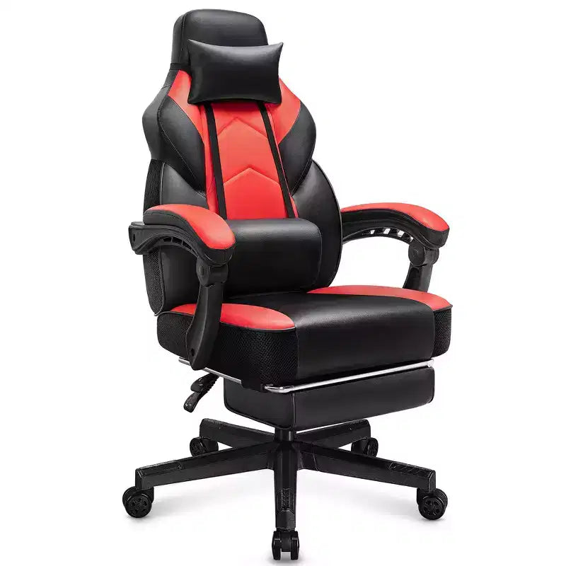 Sedia da Gaming per Adulti con Poggiapiedi Schienale Alto Supporto Lombare Massaggiante Girevole a 360° Regolabile