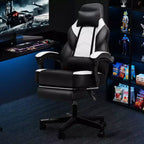 Sedia da Gaming per Adulti con Poggiapiedi Schienale Alto Supporto Lombare Massaggiante Girevole a 360° Regolabile