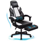 Sedia da Gaming per Adulti con Poggiapiedi Schienale Alto Supporto Lombare Massaggiante Girevole a 360° Regolabile