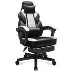 Sedia da Gaming per Adulti con Poggiapiedi Schienale Alto Supporto Lombare Massaggiante Girevole a 360° Regolabile