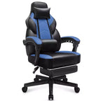 Sedia da Gaming per Adulti con Poggiapiedi Schienale Alto Supporto Lombare Massaggiante Girevole a 360° Regolabile