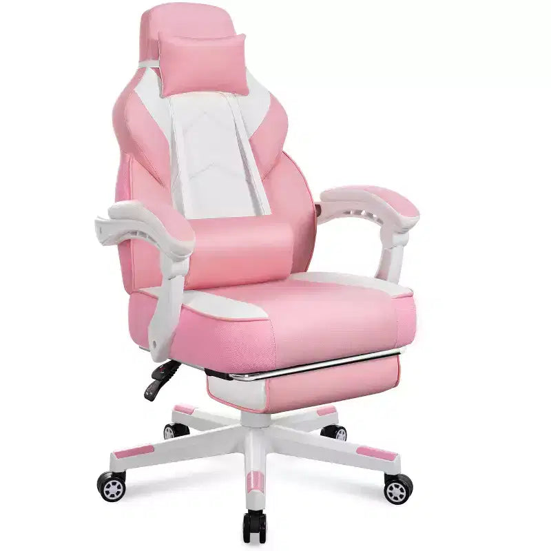Sedia da Gaming per Adulti con Poggiapiedi Schienale Alto Supporto Lombare Massaggiante Girevole a 360° Regolabile
