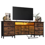 Cassettiera Nera da 70" con 13 Cassetti in Tessuto e Luci LED Mobile TV Ampio Comò Camera da Letto Soggiorno