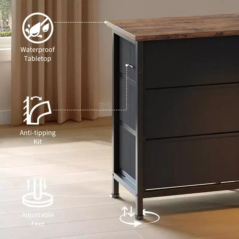 Cassettiera Nera da 70" con 13 Cassetti in Tessuto e Luci LED Mobile TV Ampio Comò Camera da Letto Soggiorno
