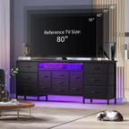 Cassettiera Nera da 70" con 13 Cassetti in Tessuto e Luci LED Mobile TV Ampio Comò Camera da Letto Soggiorno