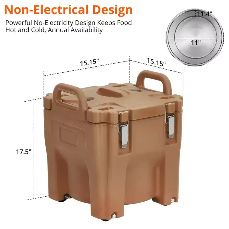 Contenitore Termico Porta Alimenti da 20L in Acciaio Inox con Caricamento Superiore, Ruote e Blocco Laterale per Catering