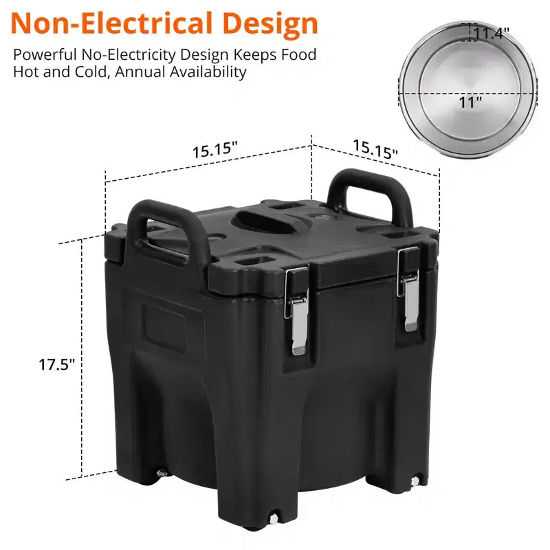 Contenitore Termico Porta Alimenti da 20L in Acciaio Inox con Caricamento Superiore, Ruote e Blocco Laterale per Catering