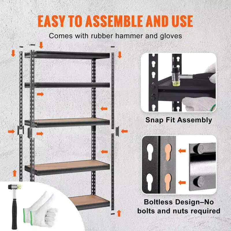 Scaffale portaoggetti regolabile a 5 ripiani, scaffale in metallo resistente da 2000 libbre 30Lx12Px60A