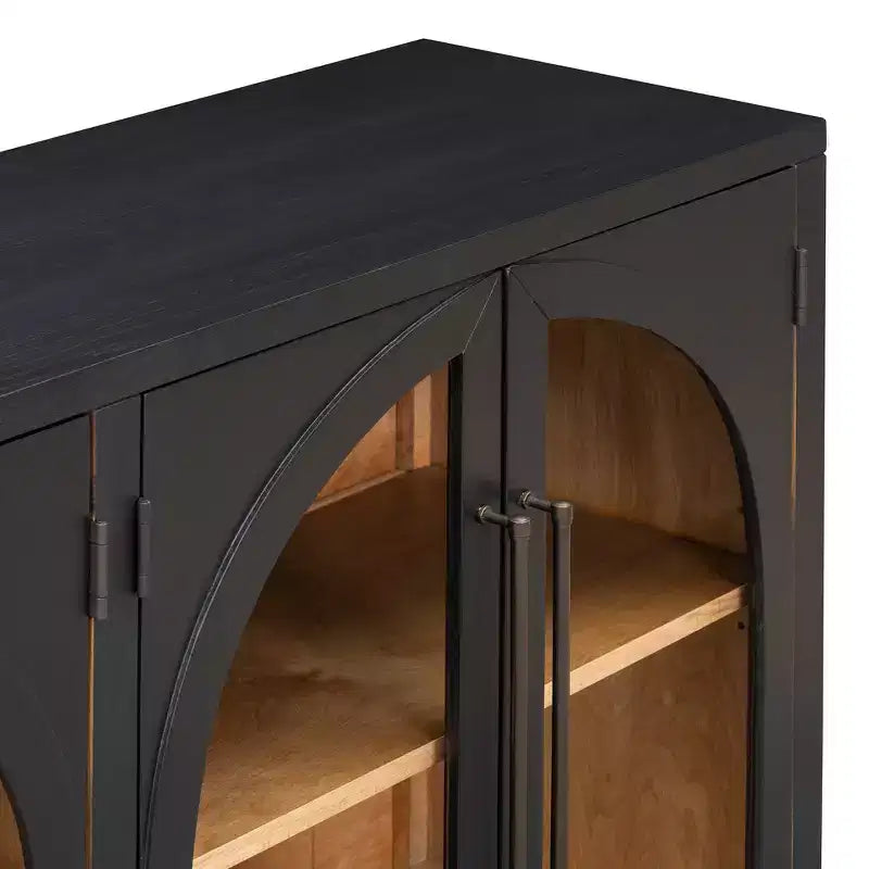 Credenza a 4 ante con ampio spazio contenitivo e ante in vetro e ripiani regolabili