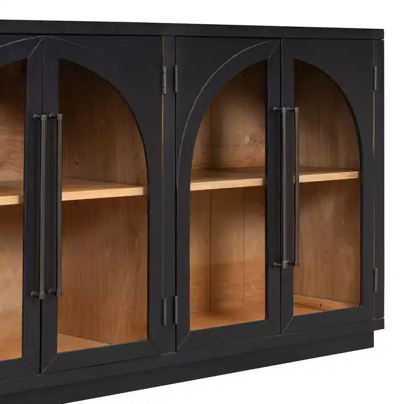 Credenza a 4 ante con ampio spazio contenitivo e ante in vetro e ripiani regolabili