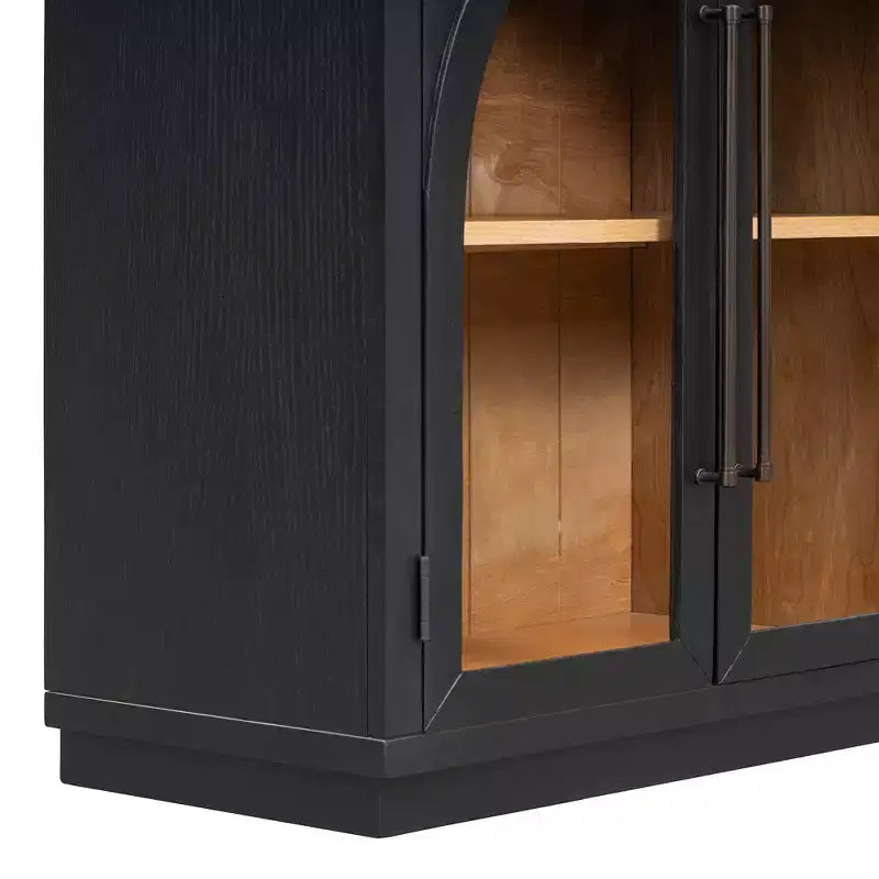 Credenza a 4 ante con ampio spazio contenitivo e ante in vetro e ripiani regolabili