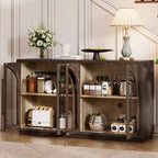 Credenza a 4 ante con ampio spazio contenitivo e ante in vetro e ripiani regolabili
