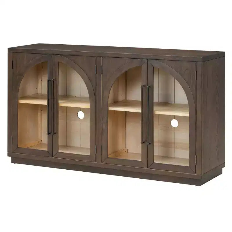 Credenza a 4 ante con ampio spazio contenitivo e ante in vetro e ripiani regolabili