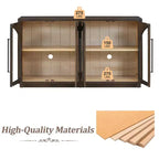 Credenza a 4 ante con ampio spazio contenitivo e ante in vetro e ripiani regolabili