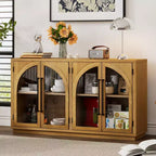 Credenza a 4 ante con ampio spazio contenitivo e ante in vetro e ripiani regolabili