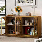 Credenza a 4 ante con ampio spazio contenitivo e ante in vetro e ripiani regolabili