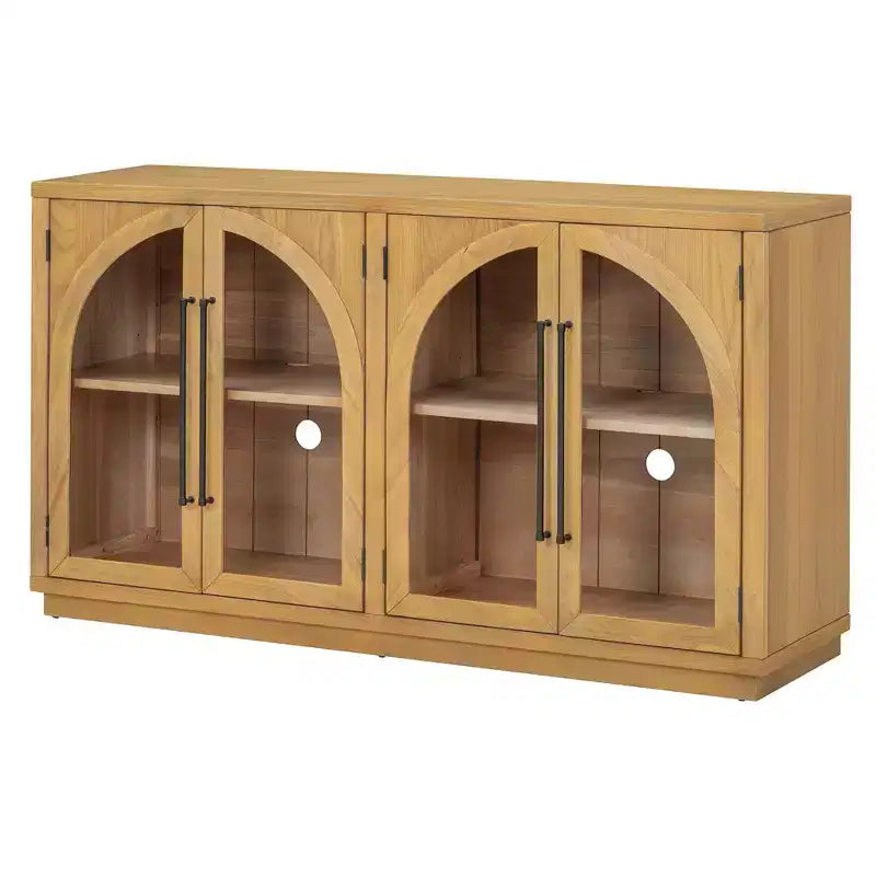 Credenza a 4 ante con ampio spazio contenitivo e ante in vetro e ripiani regolabili