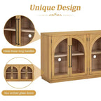Credenza a 4 ante con ampio spazio contenitivo e ante in vetro e ripiani regolabili