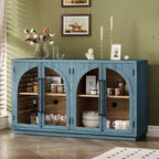 Credenza a 4 ante con ampio spazio contenitivo e ante in vetro e ripiani regolabili
