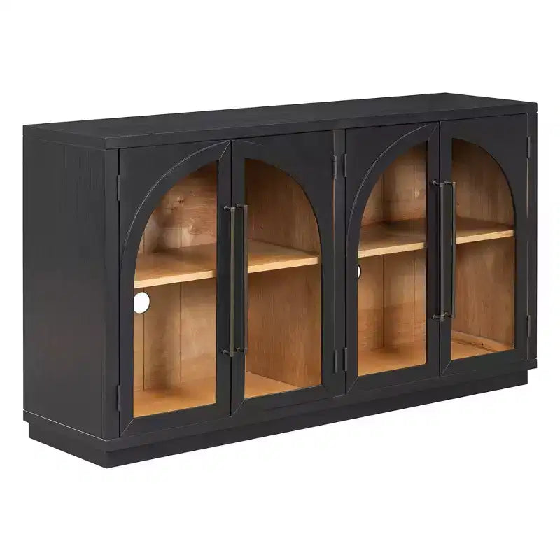 Credenza a 4 ante con ampio spazio contenitivo e ante in vetro e ripiani regolabili