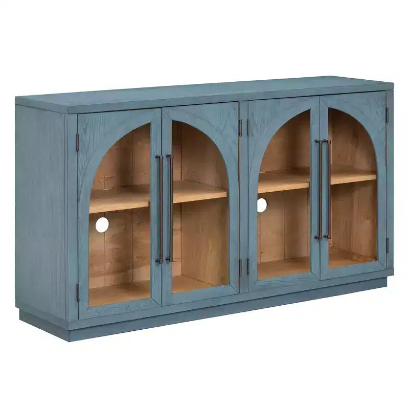 Credenza a 4 ante con ampio spazio contenitivo e ante in vetro e ripiani regolabili