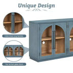 Credenza a 4 ante con ampio spazio contenitivo e ante in vetro e ripiani regolabili