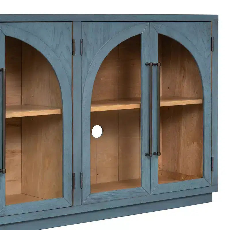 Credenza a 4 ante con ampio spazio contenitivo e ante in vetro e ripiani regolabili