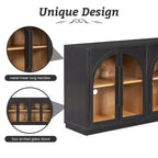 Credenza a 4 ante con ampio spazio contenitivo e ante in vetro e ripiani regolabili