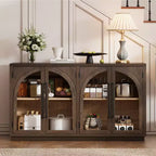 Credenza a 4 ante con ampio spazio contenitivo e ante in vetro e ripiani regolabili