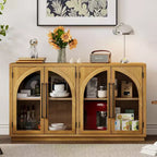 Credenza a 4 ante con ampio spazio contenitivo e ante in vetro e ripiani regolabili