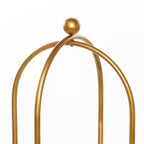 Scaffale in metallo Glam oro a 2 ripiani con specchio, struttura a gabbia, nessun montaggio