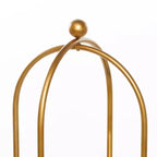 Scaffale in metallo Glam oro a 2 ripiani con specchio, struttura a gabbia, nessun montaggio