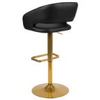 Sgabello da bar moderno con schienale arrotondato, regolabile in altezza, seduta girevole a 360°, in vinile, 150 kg
