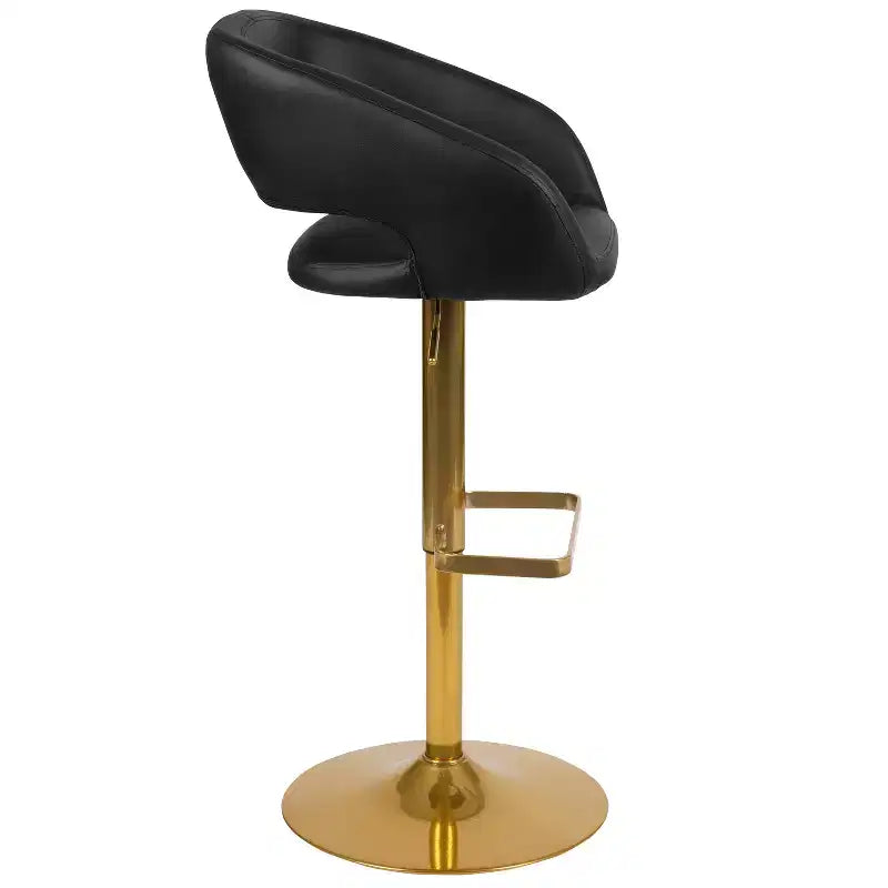 Sgabello da bar moderno con schienale arrotondato, regolabile in altezza, seduta girevole a 360°, in vinile, 150 kg