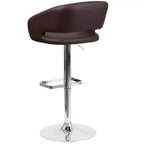 Sgabello da bar moderno con schienale arrotondato, regolabile in altezza, seduta girevole a 360°, in vinile, 150 kg
