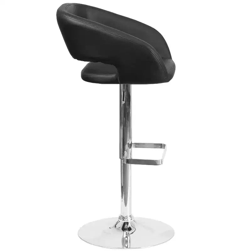 Sgabello da bar moderno con schienale arrotondato, regolabile in altezza, seduta girevole a 360°, in vinile, 150 kg