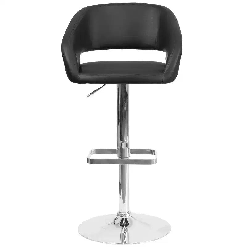 Sgabello da bar moderno con schienale arrotondato, regolabile in altezza, seduta girevole a 360°, in vinile, 150 kg